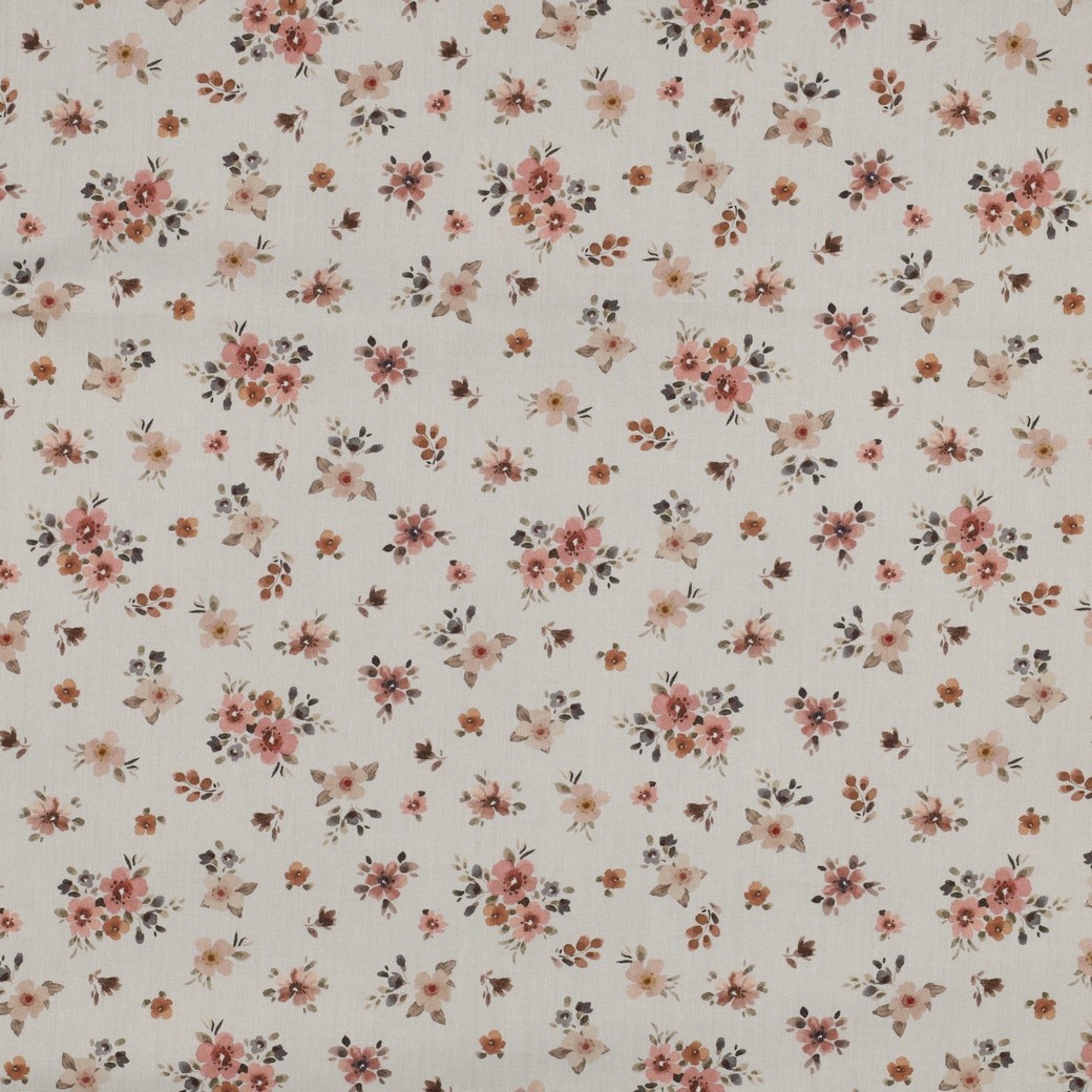 Poplin Katoen Digitale Print Bloemen Perzik – Zacht & Romantisch