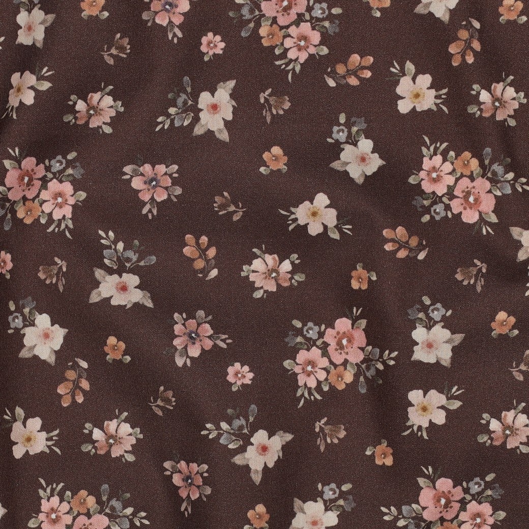 Poplin Katoen Digitale Print Bloemen Bruin – Warm & Stijlvol