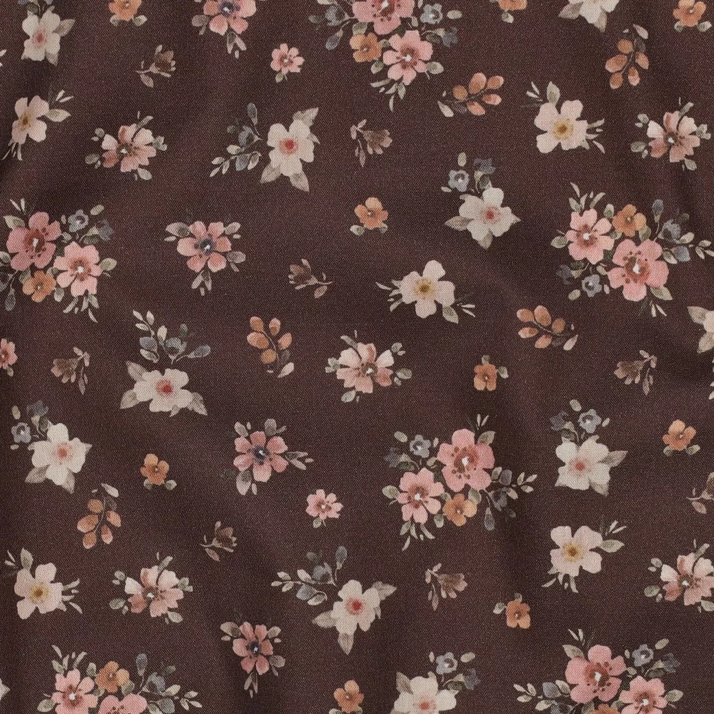 Poplin Katoen Digitale Print Bloemen Bruin – Warm & Stijlvol
