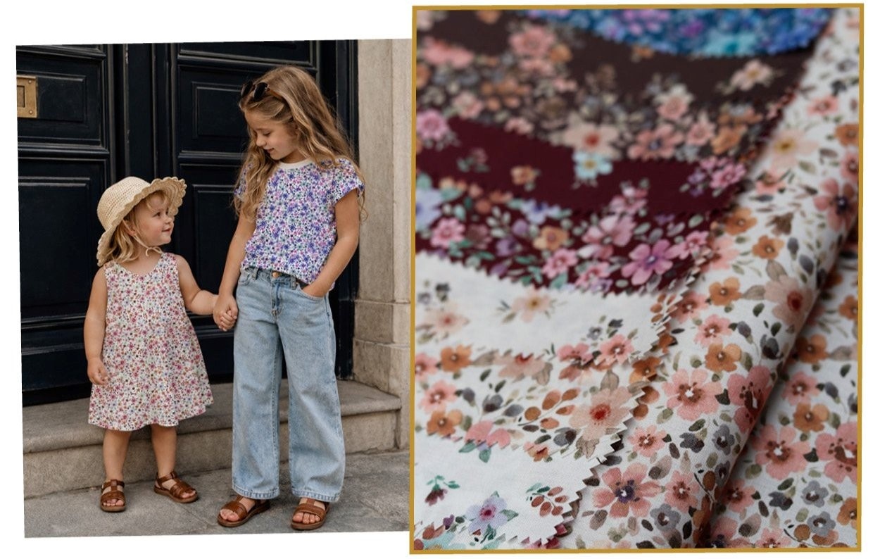 Poplin Katoen Digitale Print Bloemen Bordeauxrood – Warm & Elegant