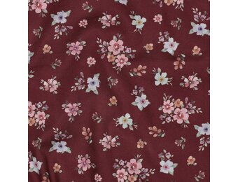 Poplin Katoen Digitale Print – Bloemen – Bordeauxrood