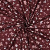 Poplin Katoen Digitale Print Bloemen Bordeauxrood – Warm & Elegant
