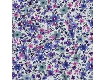 Jersey Katoen Stof Digitale Print – Bloemen Paars