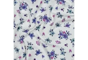 Jersey Katoen Stof Digitale Print – Kleine Bloemen Paars