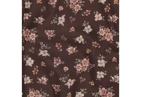 Jersey Katoen Stof Digitale Print – Bloemen Bruin