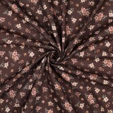 Jersey Katoen Bloemen Bruin – Zacht, Rekbaar & Ademend