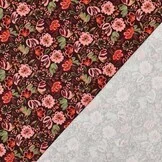 Jersey Katoen Bloemen Bordeauxrood – Zacht, Rekbaar & Ademend