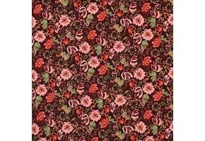 Jersey Katoen Stof Digitale Print – Bloemen Bordeauxrood