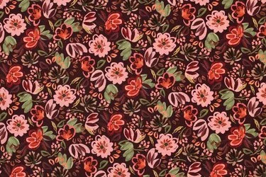 Jersey Katoen Stof Digitale Print – Bloemen Bordeauxrood