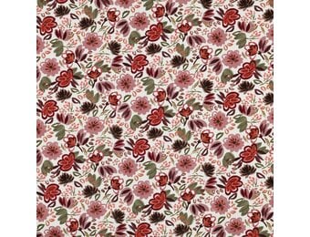 Jersey Katoen Stof Digitale Print – Bloemen Gebroken Wit