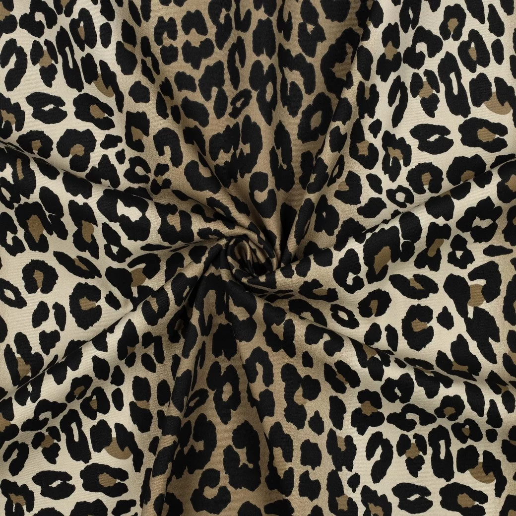 Stretch Katoen Twill Luipaardprint Bruin – Stoer & Rekbaar
