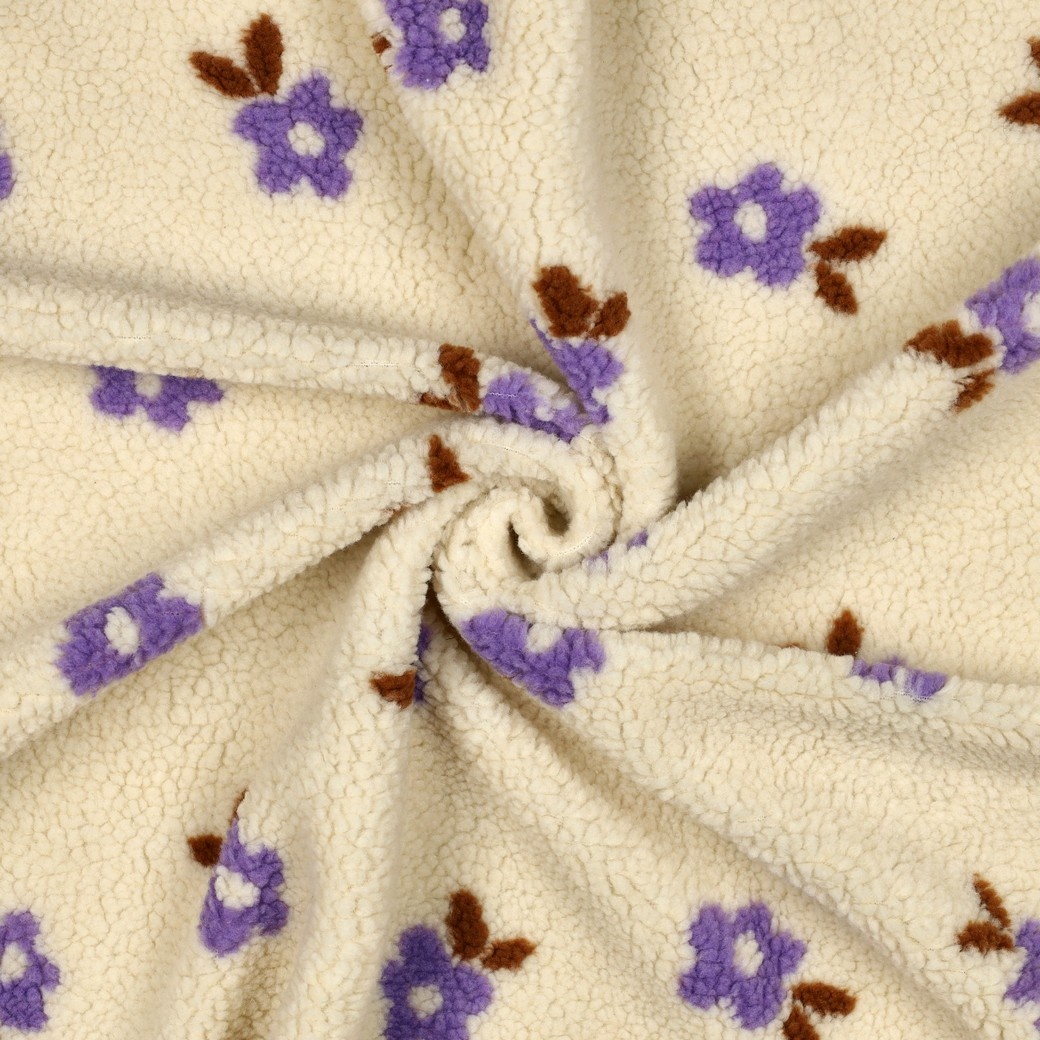 Teddy Stof Bloemen Ecru – Zacht, Warm & Trendy