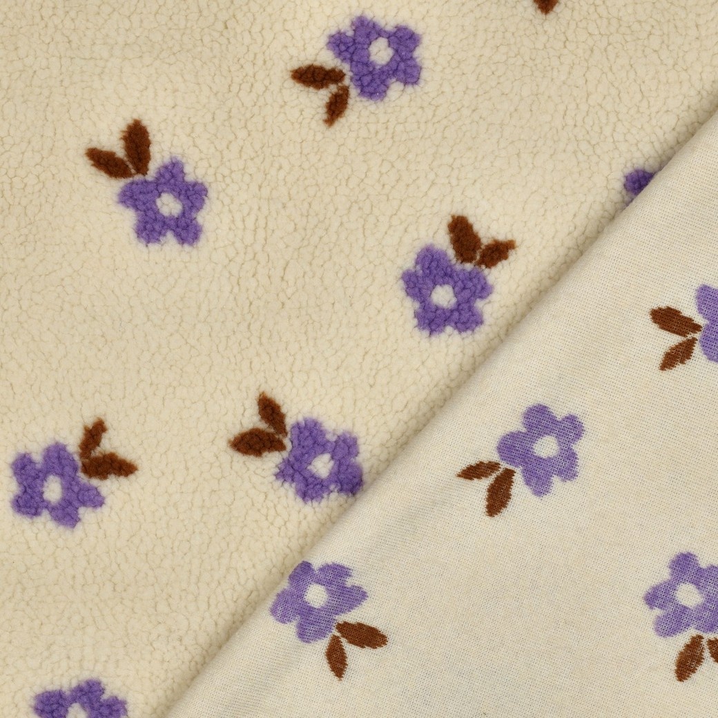 Teddy Stof Bloemen Ecru – Zacht, Warm & Trendy