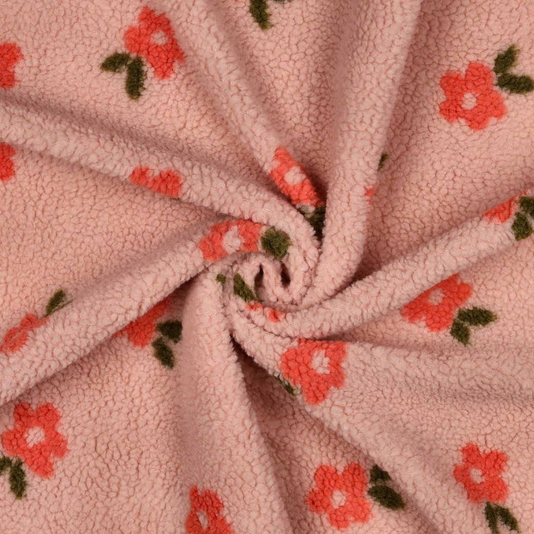 Teddy Stof Bloemen Zacht Roze – Zacht, Warm & Trendy