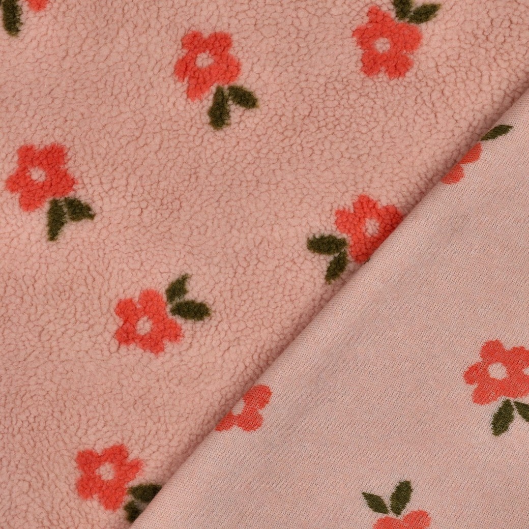 Teddy Stof Bloemen Zacht Roze – Zacht, Warm & Trendy