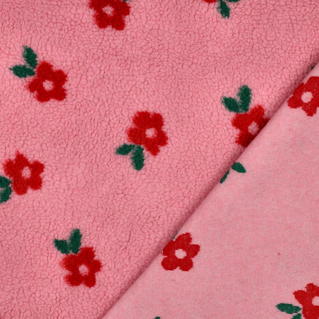 Teddy Stof Bloemen Zacht Roze – Zacht, Warm & Trendy