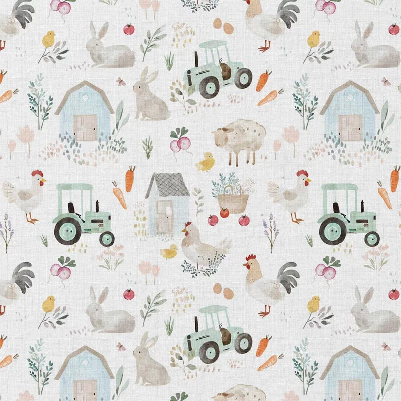 Katoen Poplin Boerderij Dieren – Zacht & Lief
