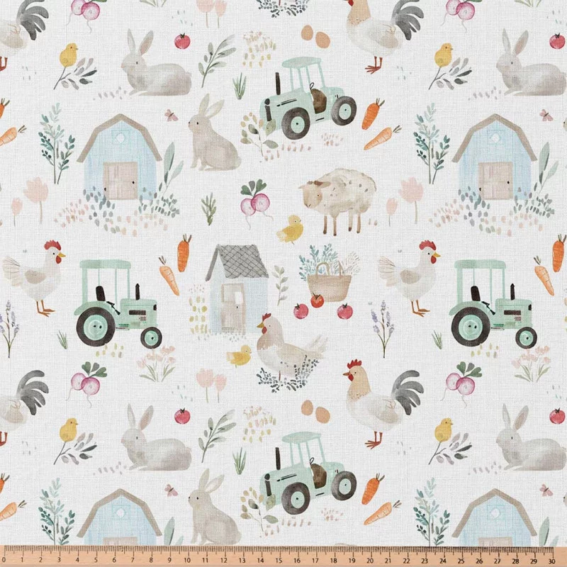 Katoen Poplin Boerderij Dieren – Zacht & Lief