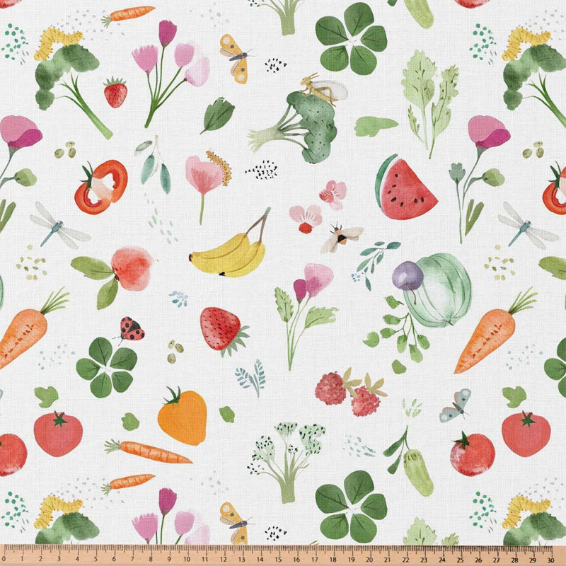 Katoen Poplin Groenten & Fruit – Fris & Vrolijk