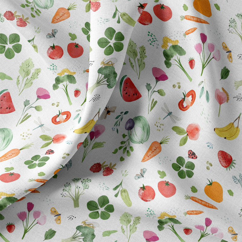 Katoen Poplin Groenten & Fruit – Fris & Vrolijk