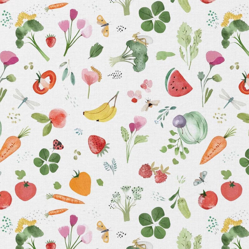 Katoen Poplin Groenten & Fruit – Fris & Vrolijk