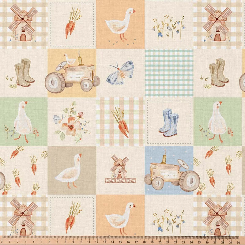 Katoen Poplin Magdy Boerderij Patchwork – Zacht & Lief
