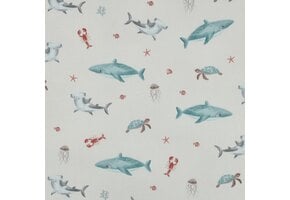 Poplin Katoen Digitale Print – Zeeleven – Gebroken Wit