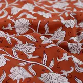 Katoen Voile Bloemen Cognac – Licht, Luchtig & Soepel