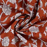 Katoen Voile Bloemen Cognac – Licht, Luchtig & Soepel