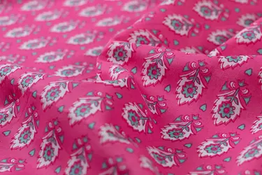 Katoen Voile Stof – Bloemen – Fuchsia