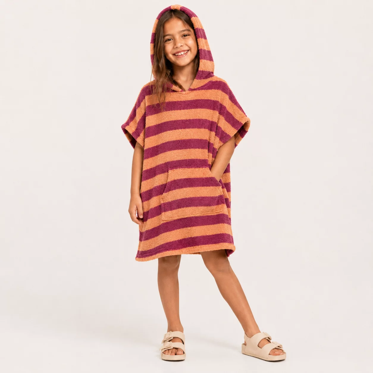 Badstof Jersey Bouclé Sunset/Bordeaux – Zacht & Retro