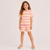 Badstof Jersey Bouclé Roze/Vanille – Zacht & Vrolijk