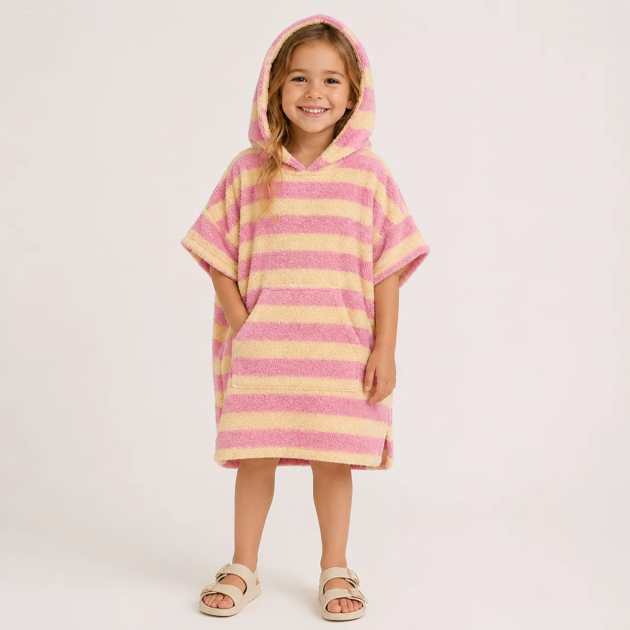 Badstof Jersey Bouclé Roze/Vanille – Zacht & Vrolijk