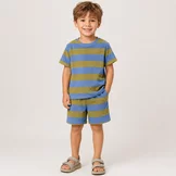 Badstof Jersey Bouclé Jeans/Olijf – Zacht & Retro