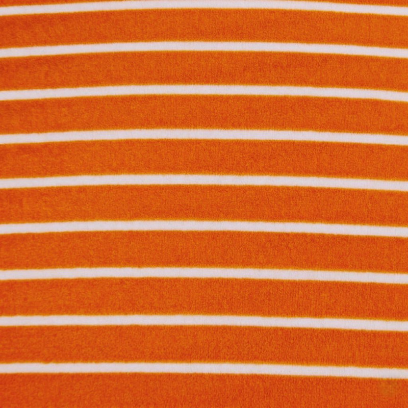Badstof Jersey Bouclé Mandarijn/Ecru – Fris & Zacht