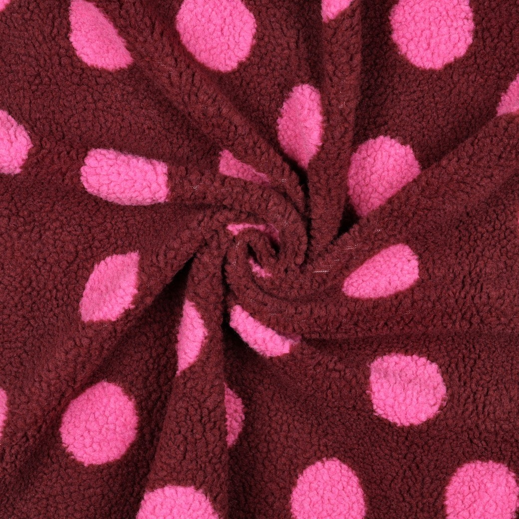 Teddy Stof Dots Bordeaux – Zacht, Warm & Trendy