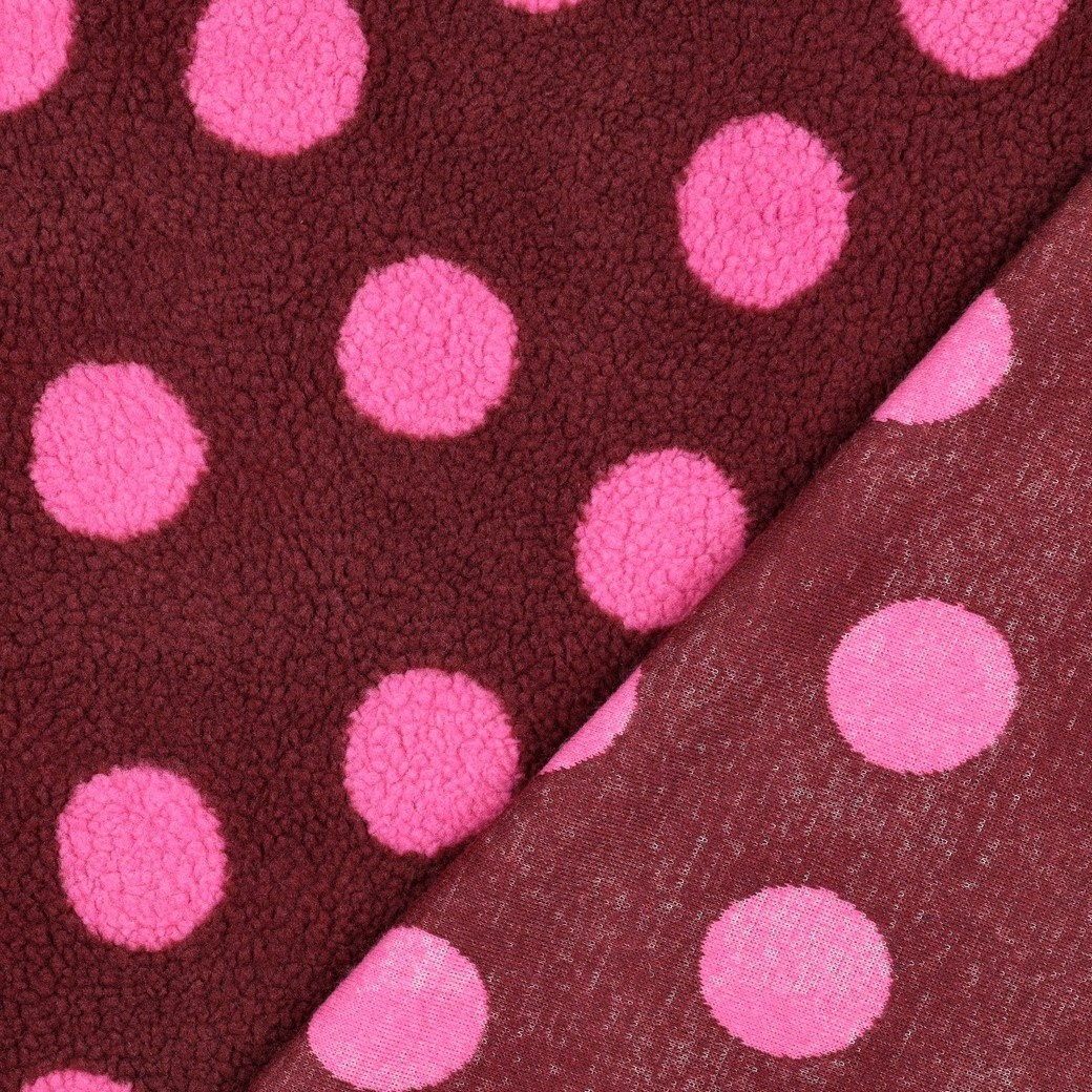 Teddy Stof Dots Bordeaux – Zacht, Warm & Trendy