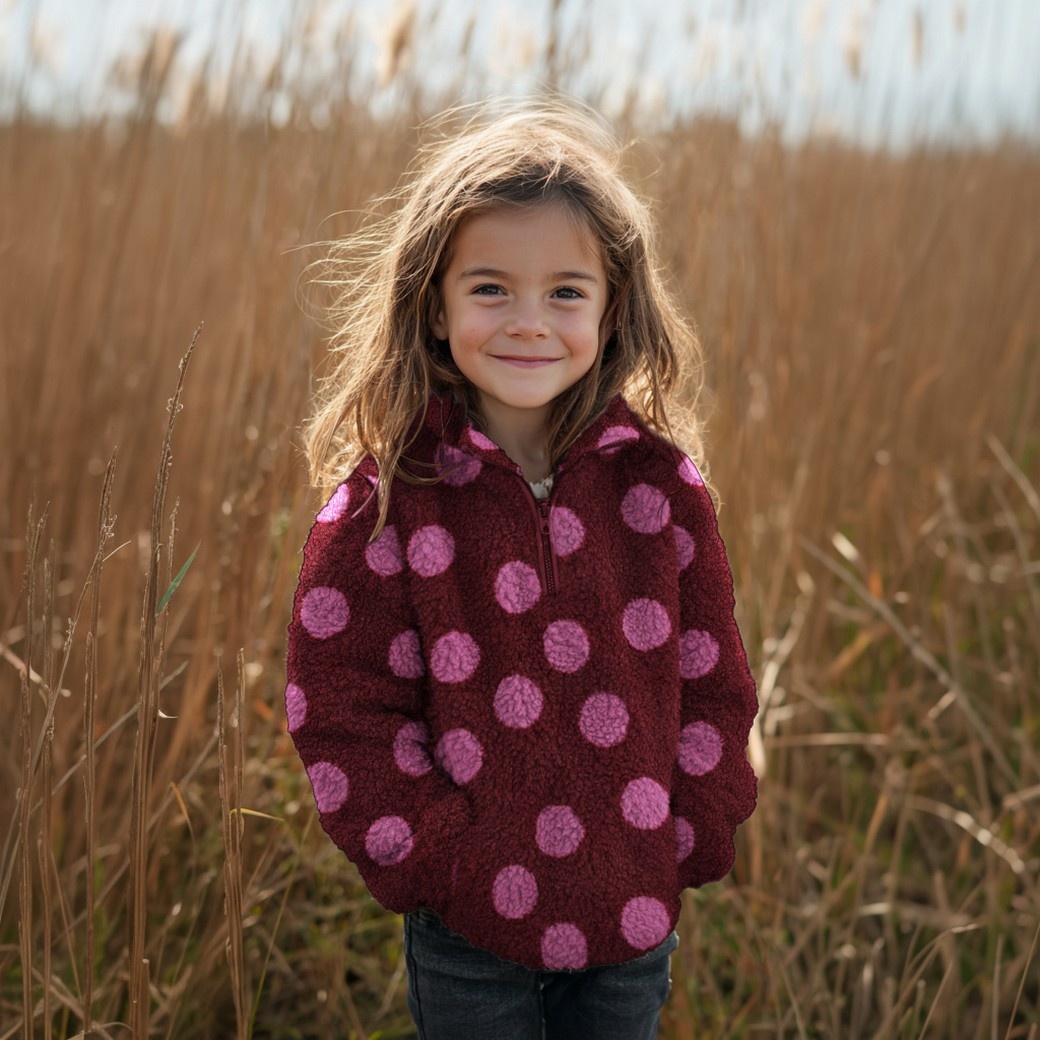 Teddy Stof Dots Bordeaux – Zacht, Warm & Trendy