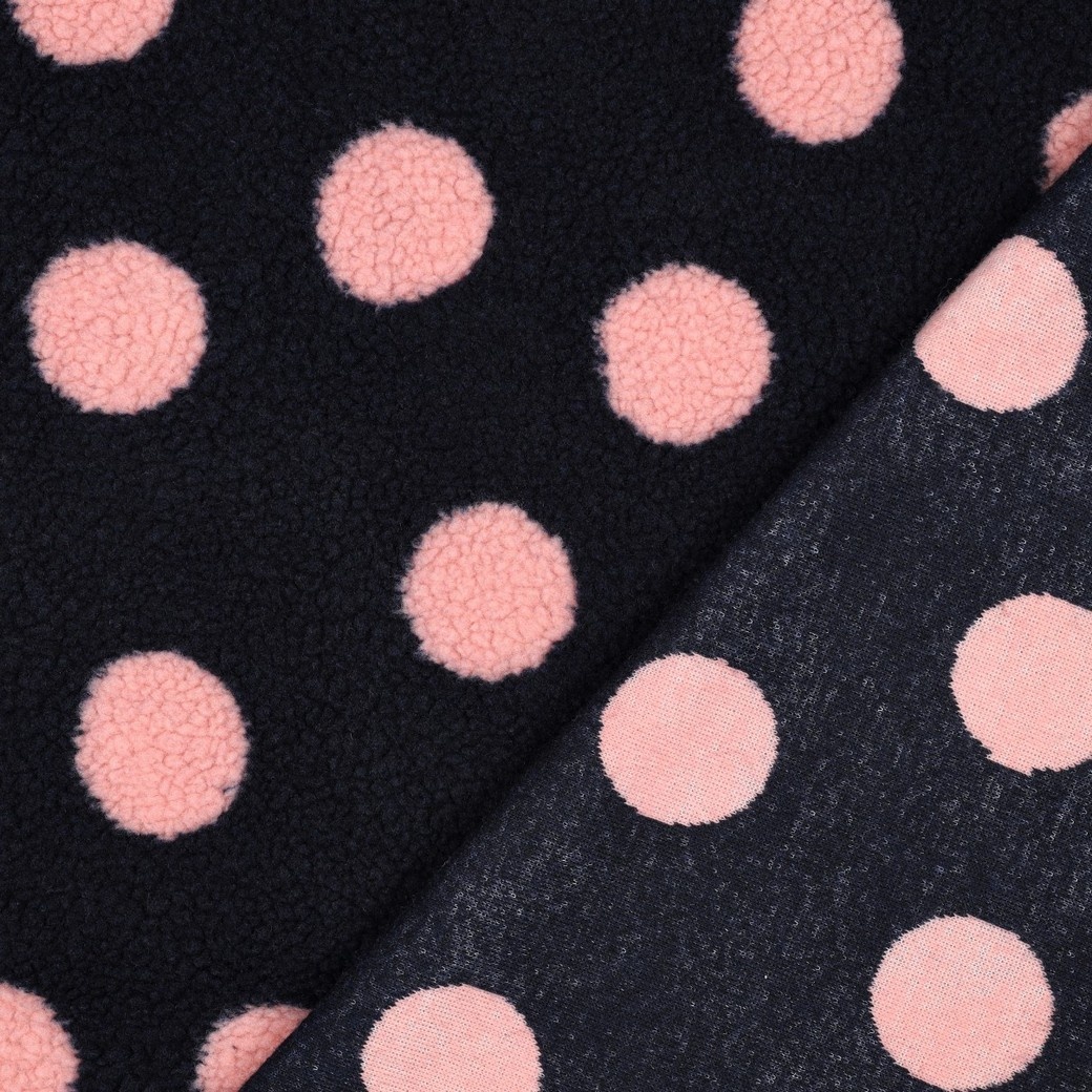 Teddy Stof Dots Marine – Zacht, Warm & Trendy