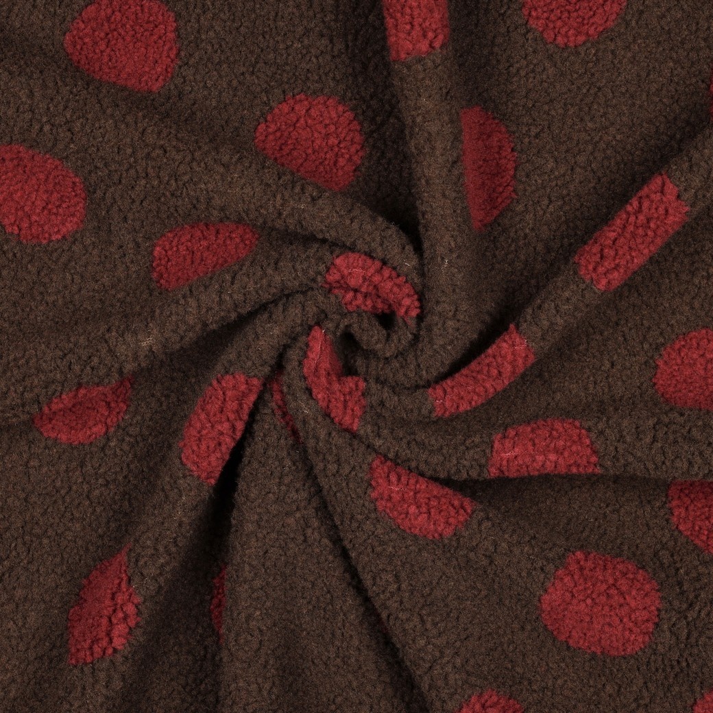 Teddy Stof Dots Donkerbruin – Zacht, Warm & Trendy
