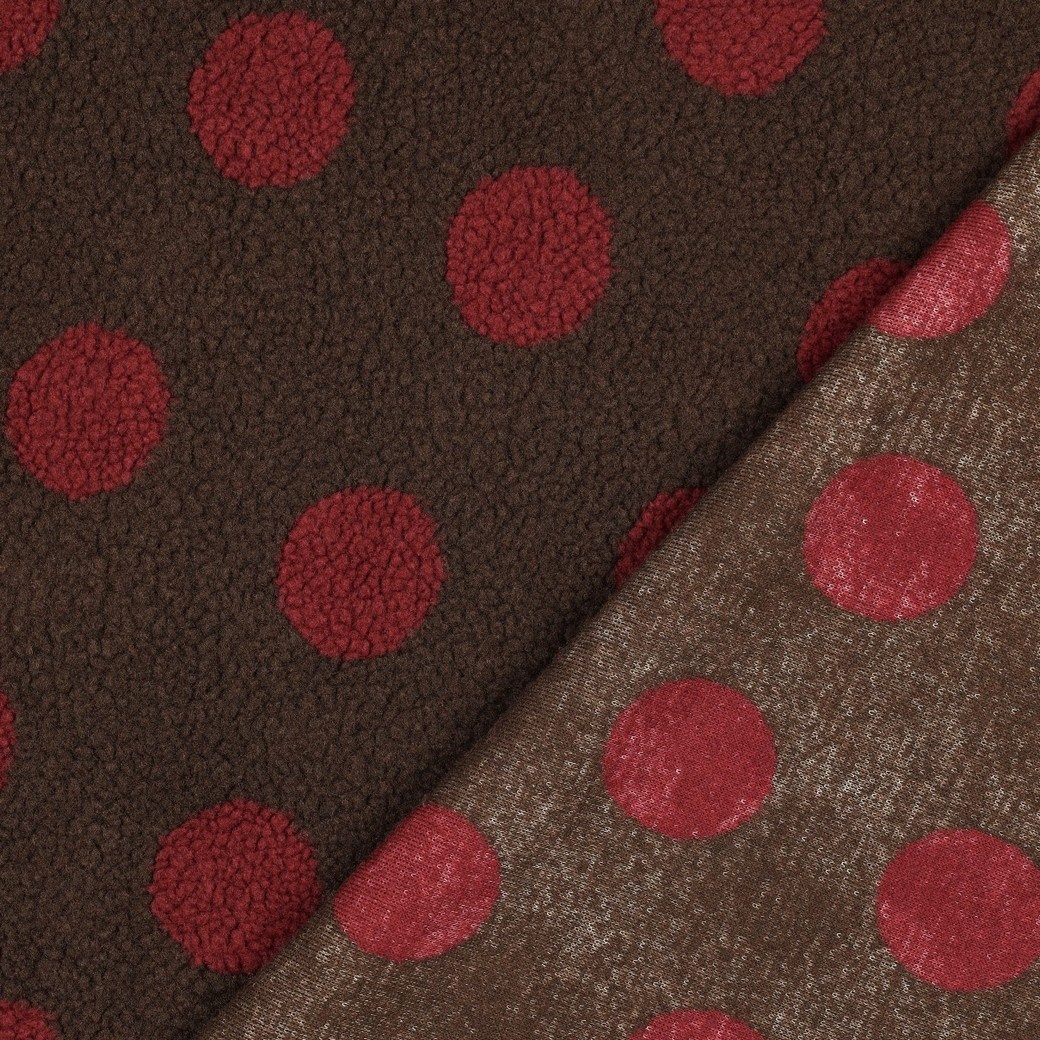 Teddy Stof Dots Donkerbruin – Zacht, Warm & Trendy
