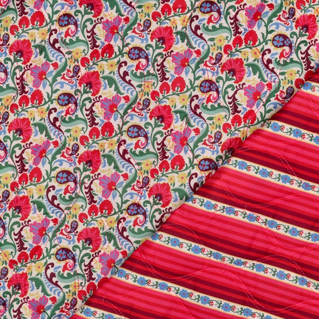 Stepped Voile Katoen Bloemen Gebroken Wit – Gewatteerd & Trendy