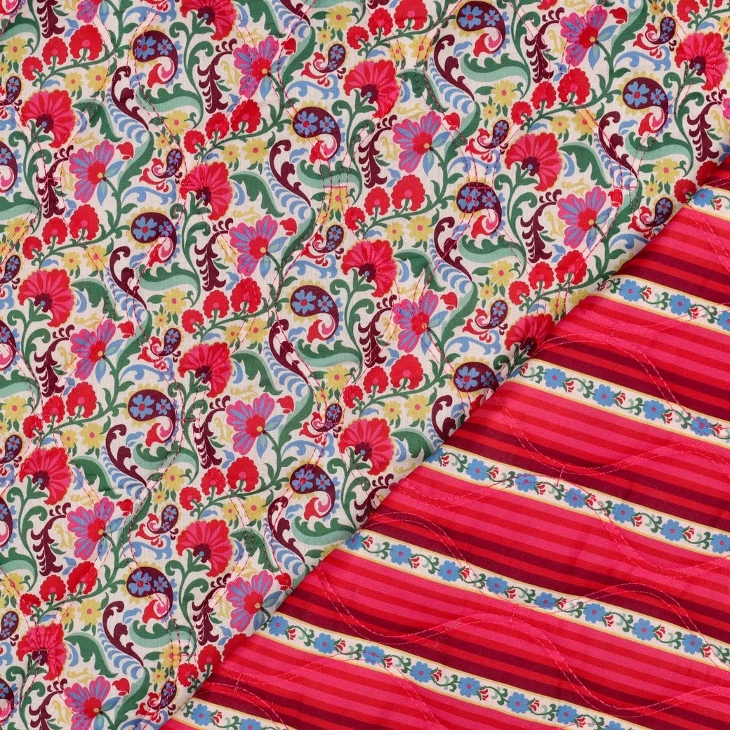 Stepped Voile Katoen Bloemen Gebroken Wit – Gewatteerd & Trendy