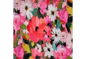 French Terry Stof Digitale Print – Bloemenveld Roze