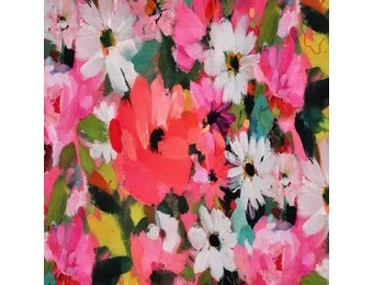 French Terry Stof Digitale Print – Bloemenveld Roze
