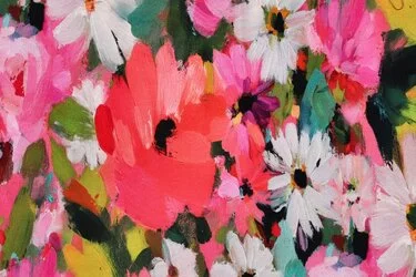 French Terry Stof Digitale Print – Bloemenveld Roze