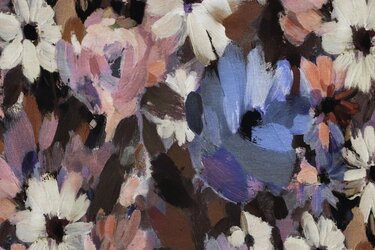 French Terry Stof Digitale Print – Bloemenveld Violet