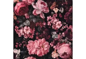Sweat Stof Digitale Print Bloemen – Zwart