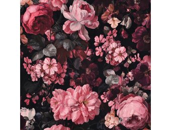 Sweat Stof Digitale Print Bloemen – Zwart