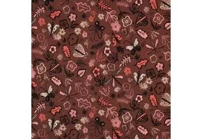 Sweat Stof Digitale Print Bloemen – Bruin